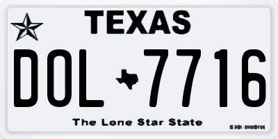 TX license plate DOL7716