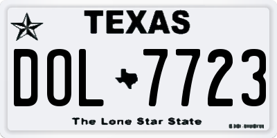 TX license plate DOL7723