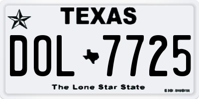 TX license plate DOL7725