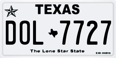 TX license plate DOL7727