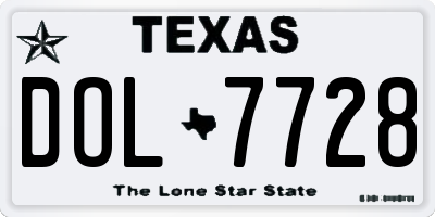 TX license plate DOL7728