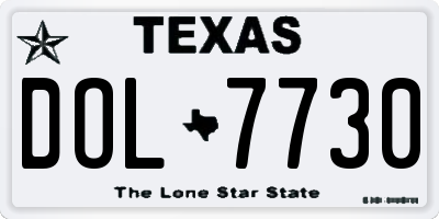 TX license plate DOL7730