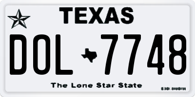 TX license plate DOL7748