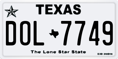 TX license plate DOL7749