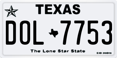 TX license plate DOL7753