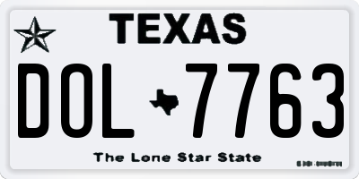 TX license plate DOL7763