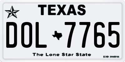 TX license plate DOL7765