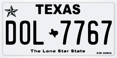 TX license plate DOL7767