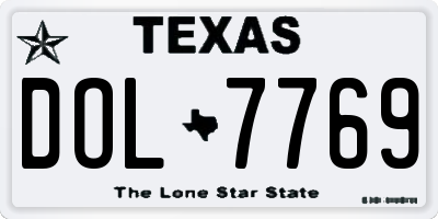 TX license plate DOL7769