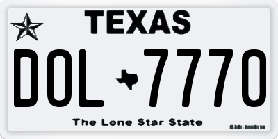 TX license plate DOL7770