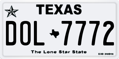 TX license plate DOL7772