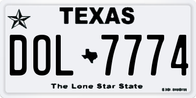TX license plate DOL7774
