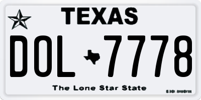 TX license plate DOL7778
