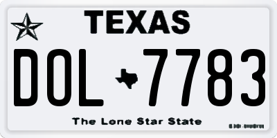 TX license plate DOL7783