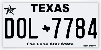 TX license plate DOL7784
