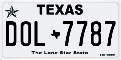 TX license plate DOL7787