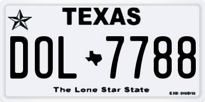 TX license plate DOL7788
