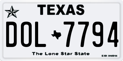 TX license plate DOL7794