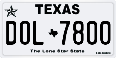 TX license plate DOL7800