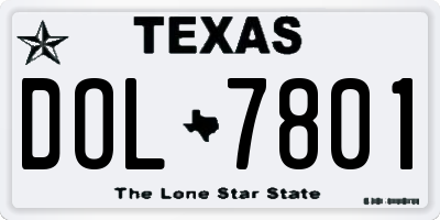TX license plate DOL7801