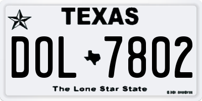TX license plate DOL7802