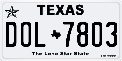 TX license plate DOL7803