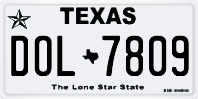 TX license plate DOL7809