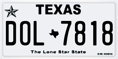 TX license plate DOL7818