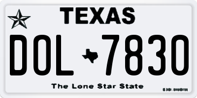 TX license plate DOL7830