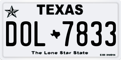 TX license plate DOL7833