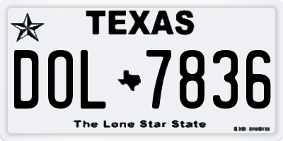 TX license plate DOL7836