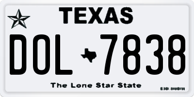 TX license plate DOL7838