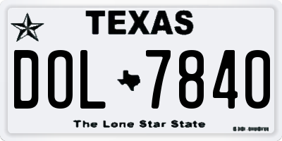 TX license plate DOL7840