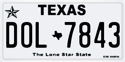 TX license plate DOL7843