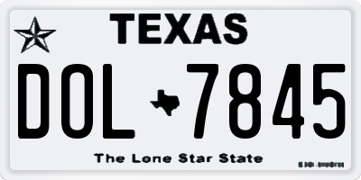 TX license plate DOL7845