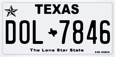 TX license plate DOL7846