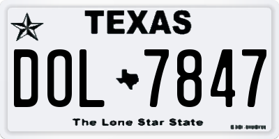 TX license plate DOL7847