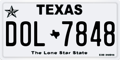 TX license plate DOL7848