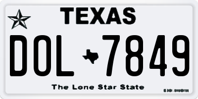 TX license plate DOL7849