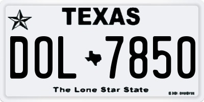 TX license plate DOL7850