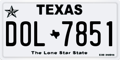 TX license plate DOL7851