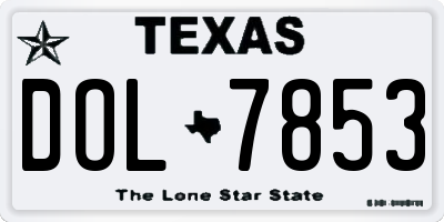 TX license plate DOL7853