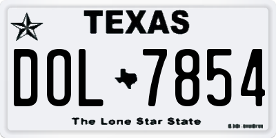 TX license plate DOL7854