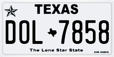 TX license plate DOL7858