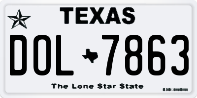 TX license plate DOL7863