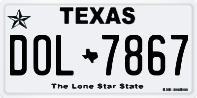 TX license plate DOL7867