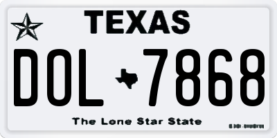 TX license plate DOL7868