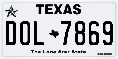 TX license plate DOL7869