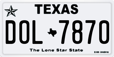 TX license plate DOL7870