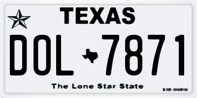 TX license plate DOL7871